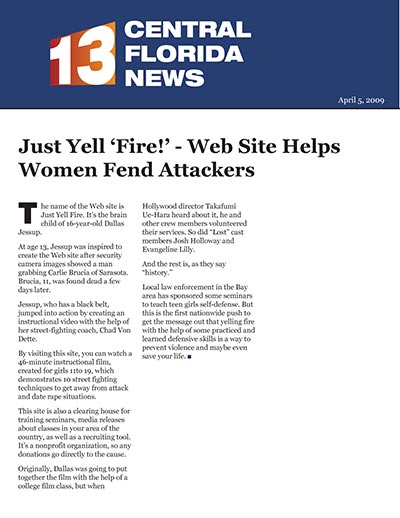 Just Yell ‘Fire!’ - Web Site Helps Women Fend Attackers