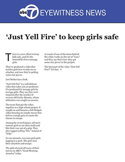 'Just Yell Fire' to keep girls safe