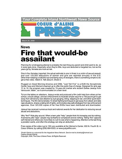 Fire that would-be assailant