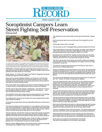 Soroptimist Campers Learn Street Fighting Self-Preservation