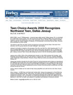 Teen Choice Awards 2008 Recognizes Northwest Teen, Dallas Jessup