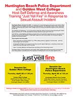 Self Defense and Awareness training "Just Yell Fire" in response to sexual assault incident